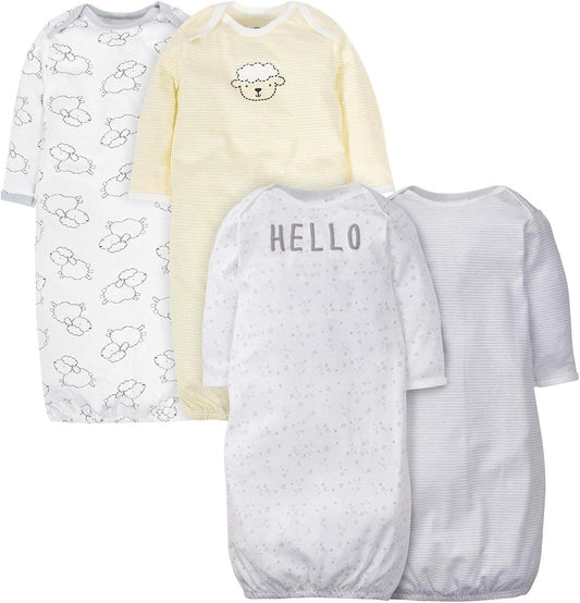 Gerber unisex-baby Baby Boy and Girls 4-pack Sleeper Gown