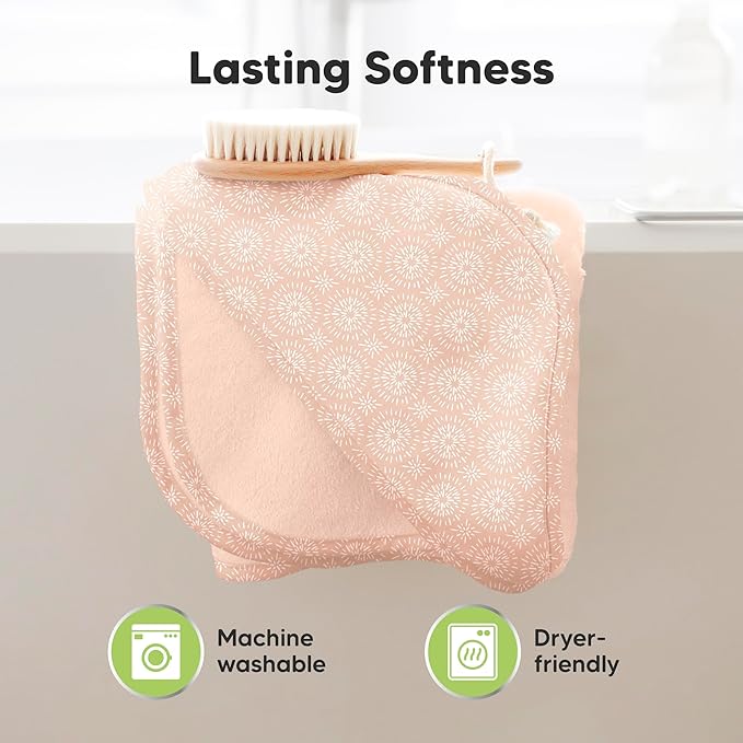 KeaBabies Hooded Baby Towel for Newborn - Viscose Derived from Bamboo Large Baby Bath Towels with Hood for Boys, Girls, Toddler, Extra Absorbent & Soft Newborn Bath Essentials (Pink Crystal)