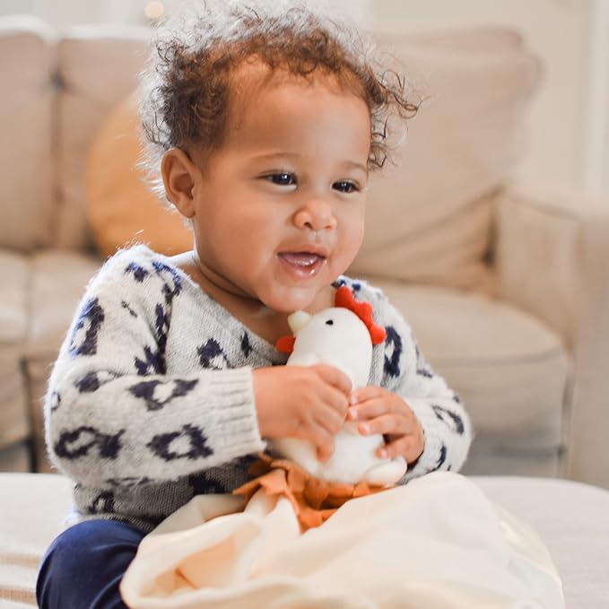 Chicken Lovey Blanket for Baby | Large 20" x 20" Baby Lovey for Girls or Boys | Cute Chicken Security Blanket for Babies and Toddlers