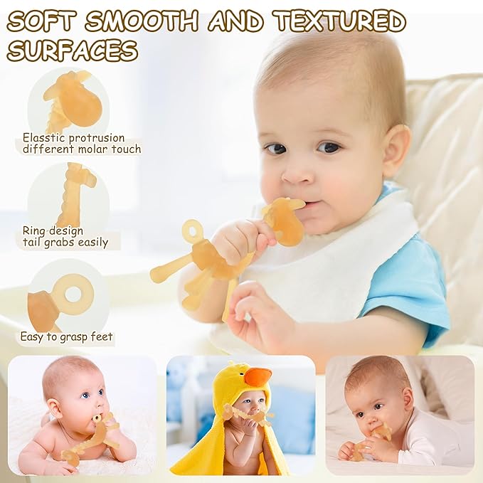 Food WAJIAYON Amber Oil Baby Teething Toys for Babies 0-6 Months,Baby Toys 6 to 12 Months,Freezer BPA Free Soft and Textured Silicone Baby Teether Relief Soothing Sore Gums Chew Infant Toys-Giraffe