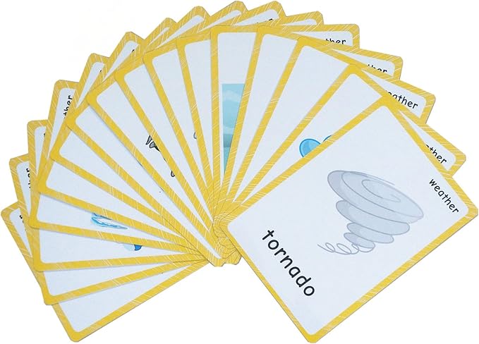 SANTSUN 24 Pcs Weather Flashcards Set - Classroom Decorations Kindergarten Teacher Tools - Educational Teaching Picture & Word Cards for Kids Boys Girls Early Learning