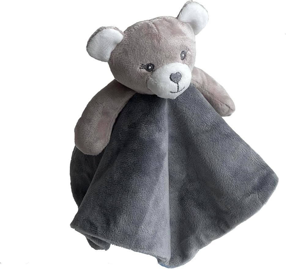 CREVENT Cozy Plush Baby Security Blanket Loveys for Baby Girls Boys, Stuffed Animal Ring Rattle Shaker Toy for Newborns (Bear)