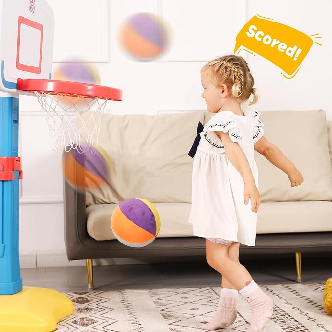 LINKBOY Colorful Soft Play Balls for Toddlers 1-4 | Indoor Basketball Toy for Babies and Kids | Size 3