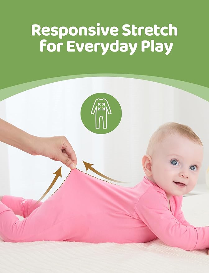 PATPAT Baby Footies Boys Girls - Bamboo Viscose - Zipper & Non-Slip Soles Romper Mitten - Footed & Footless Infant Clothes