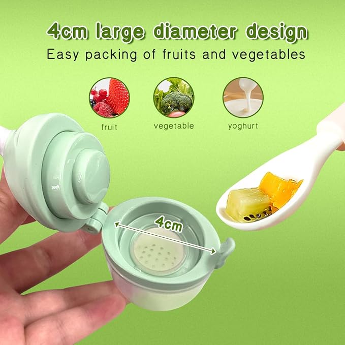 Baby Solids/Frozen Fruit Feeder Pacifier, Infant Teether Toy 4M+, BPA-Free Silicone Pouch & Nipple, Safely Introduce Solids, Teething Relief, 2-Pack - Gray (Piglet)