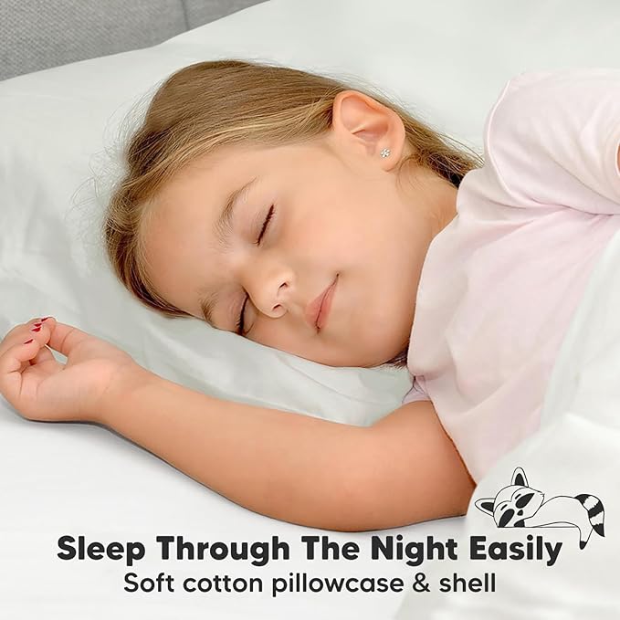 Toddler Pillow with Pillowcase - 13x18 My Little Dreamy Kids Travel Bed Pillows for Sleeping, Organic Cotton Small Pillowcase, Soft & Breathable, Machine Washable, Toddlers 2-5 Years Old (Pearl Gray)