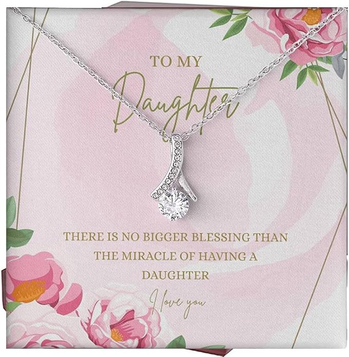 To My Daughter Gift Necklace From Dad or Mom - Badass Daughter Jewelry With Heartfelt Message & Elegant Box