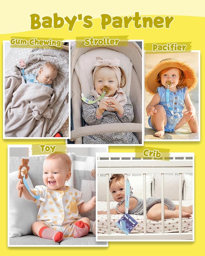Babygoal Neutral Pacifier Clips, 6 Pack Binky Paci Holder Leashes for Baby Boys and Girls Fits for Most Pacifier, Binkie Styles & Baby Teethers & Toys and Gift