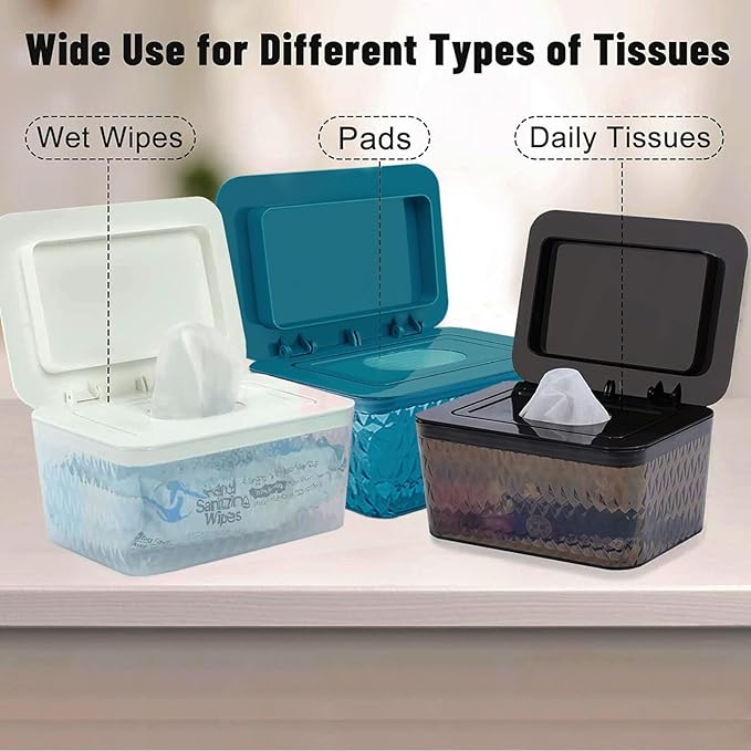 3 Pack Wipes Dispenser Seal-Designed Wipe Dispenser Holder Wipes Case Box for Bathroom Keep Wipes Fresh, Dust-Proof & Non-Slip