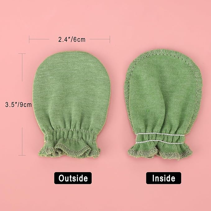 BQUBO 12 Pairs Baby Mittens Newborn Infant Toddler Mittens No Scratch Cotton Elastic Wrist Gloves for Boys Girls 0-6 Months