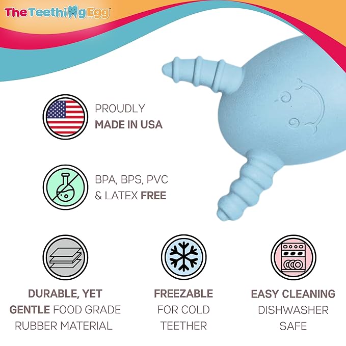 The Official Molar Magician Baby Teether - Freezable Molar Teething Toy for Baby, Infant & Toddler - Made in The USA - Sensory Toy 3-12, up to 18 Months, Blue