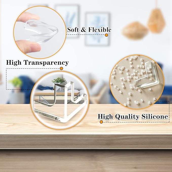 8 Pack Corner Protectors, Clear Table Corner Guards Protectors Baby Proof Furniture Corners & Edges Safety Bumpers Covers, T Shaped 1.4x1.4x1.4 in