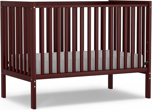 Baby Crib 5-in-1 Convertible, Wood Full Size Toddler Bed for Small Baby, Made of Sustainable Natural Pinewood Cribs, Non-Toxic Finish, Simplistic Nursery Furniture (Cherry)