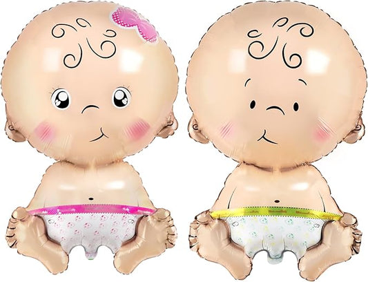 KatchOn, Baby Gender Reveal Balloon Set - 32 Inch, Pack of 2 | Gender Reveal Decorations | Boy and Girl Balloons, Twin Baby Shower Decorations | Boy Or Girl Balloon