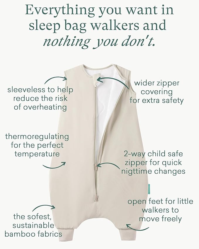 Supersoft Toddler Sleep Sack with Feet 1.0 TOG Premium Bamboo Viscose Sleep Bag Walker with Legs 12-18-24-2t-4t-5t