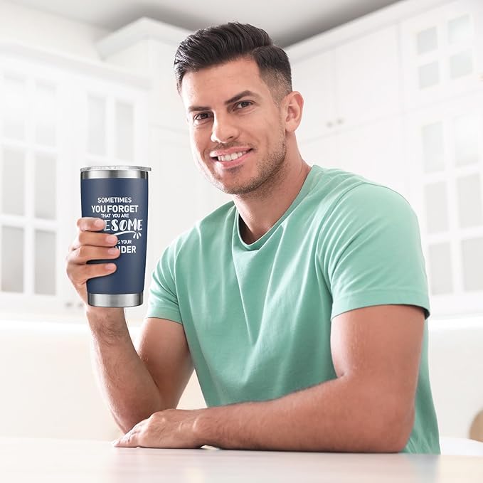 NOWWISH Birthday Gifts for Men, Inspirational Awesome Tumbler, Cup for Men Dad Father Husband Boyfriend Best Friend - Navy Blue 20oz