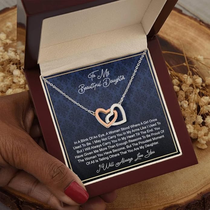 To My Daughter Gift Necklace From Dad or Mom - Badass Daughter Jewelry With Heartfelt Message & Elegant Box