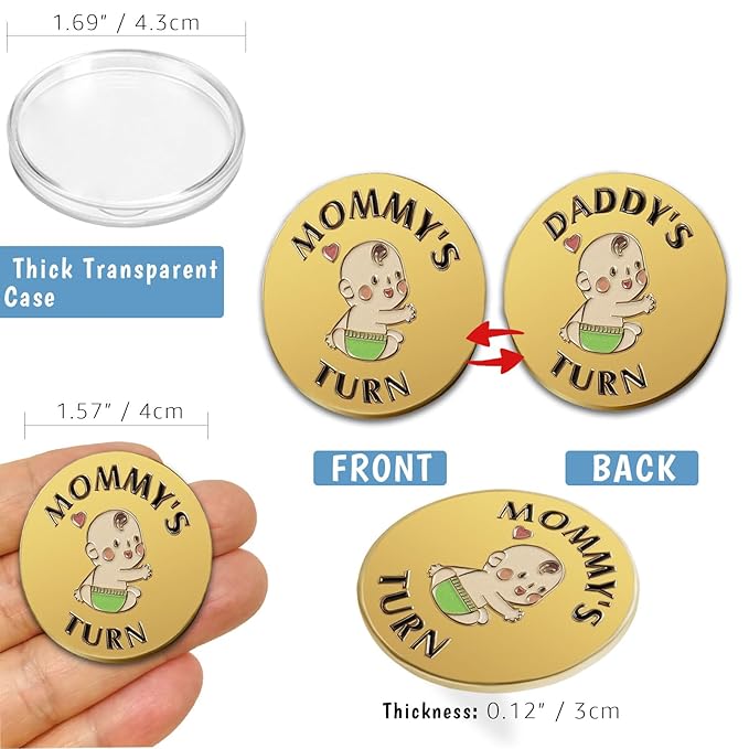 Fathers Day New Baby Gifts for Parents,Double-Sided Decision Coin Gift for New Mom & Dad,Funny Baby Shower Gifts for Couple,Gifts for Pregnant Women as Halloween Thanksgiving Christmas Gift，D-Gold