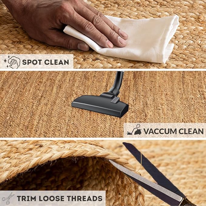 HOMEMONDE Handcrafted Woven Jute Runner Rug - Rustic Vintage Braided Reversible Area Rug - Farmhouse Indoor Floor Rug - Eco Friendly Rug for Kitchen/Hallway/Living Room/Bedroom (Natural, 2'x6')