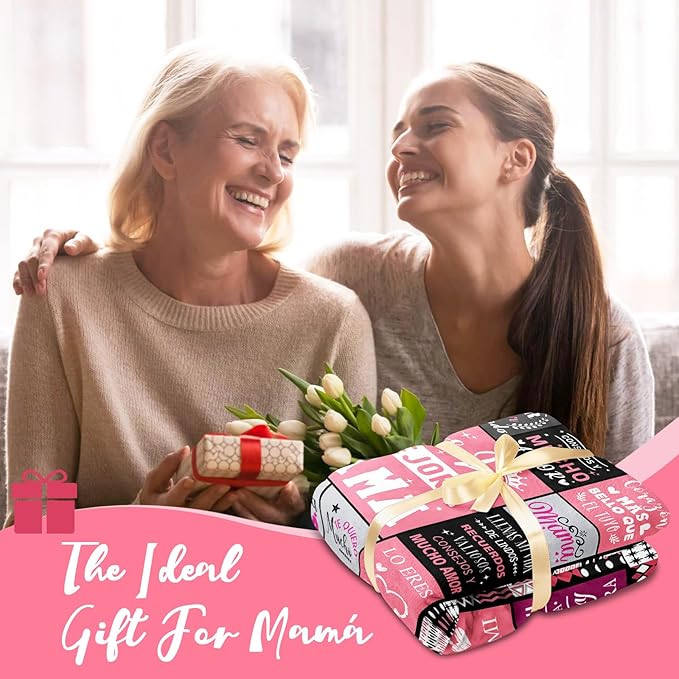 Mama Gifts - Regalos para Mama - Gifts for Mom in Spanish - Moms Gift from Daughter Son - Best Mom Ever Gift - Mothers Day Christmas Valentines Day Birthday Presents for Mother Blanket 50"x60"