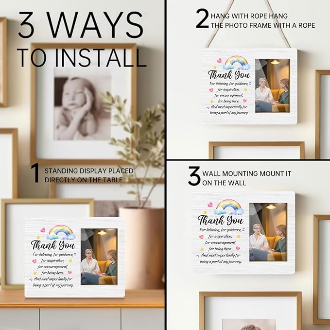 JioJio Chan Thank You Appreciation Picture Frame Gifts- 4 x 6 Inch Photo - Photo Frame Gifts For Women Man Godfather Friends School Counselor Graduation End Of The Year Teacher SLP