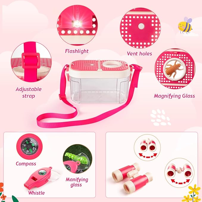 Meland Kids Camping Set for Girls - Camping Tent Toys for Girls Indoor Outdoor Pretend Play, Christmas Birthday Gift Idea for Toddler Girls Age 3,4,5,6 Year Old