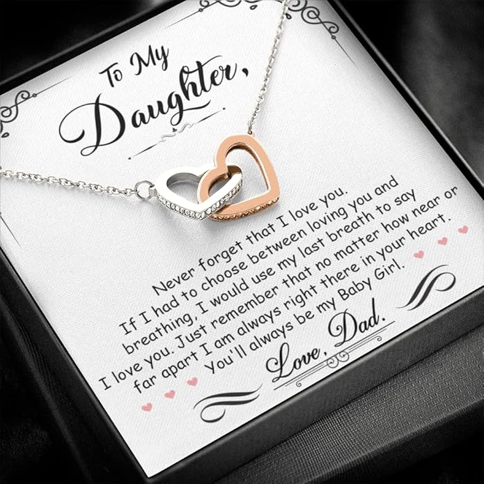 To My Beautiful Daughter Necklace from Mom & Dad | Cubic Zirconia Pendant with Heartfelt Message Card & Gift Box | Daughter Birthday, Graduation, Christmas Jewelry Gift from Parents