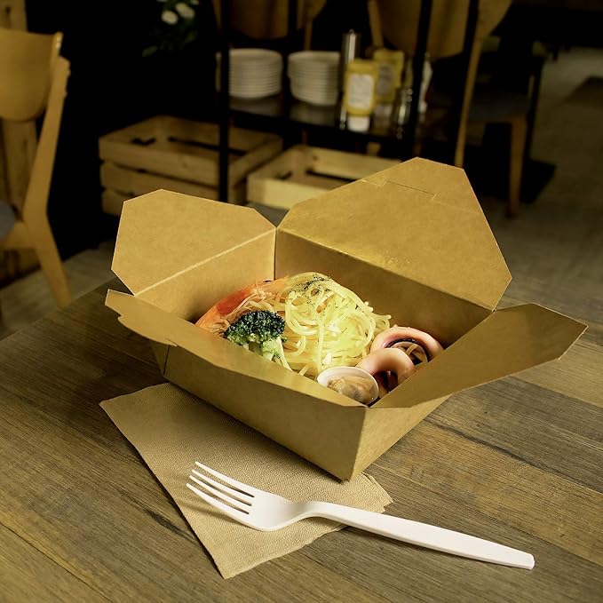 Karat Paper To Go Boxes [48 oz - 300 ct] Leak-Resistant, Microwavable, Heavy-Duty Take Out Boxes | Grease Resistant & Stackable | #8 Kraft Brown