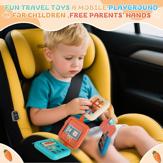 Busy Board for 1 Year Old, Montessori Toys for 1 Year Old, 8-in-1 Develop Fine Motor Skills Travel Toys, Busy Board Birthday Gift for Boy Girl Toddler