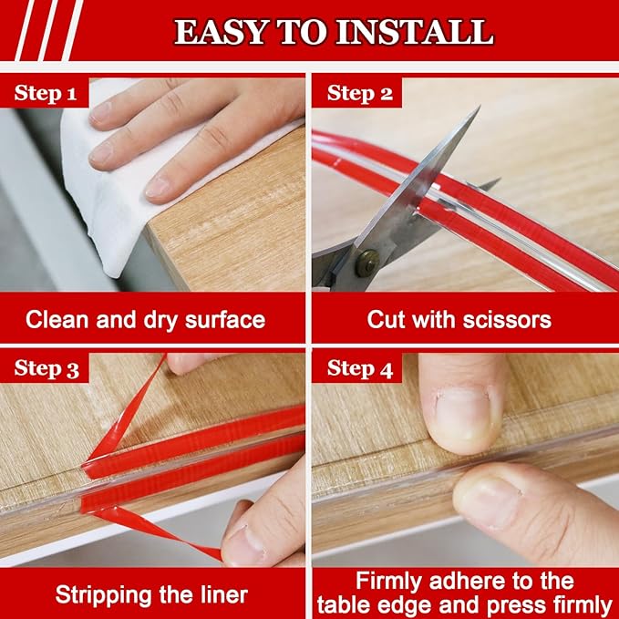 Baby Proofing Edge Guard & Safety Bumpers - 4 Corner Protectors, 1.6in Wide, 16.4ft