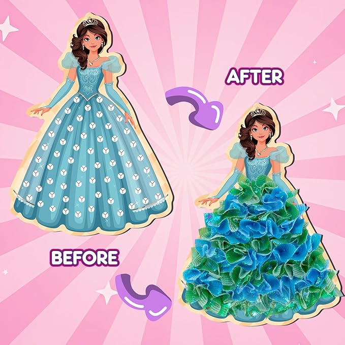 JolliBrix Poke in Kits for Girls - Princess, Arts and Crafts for Kids, Tufting Kit for Kids, Toys for Girls Ages 4 5 6 7 8+, Mess Free Art Activity, Great Gift for Birthday, Christmas