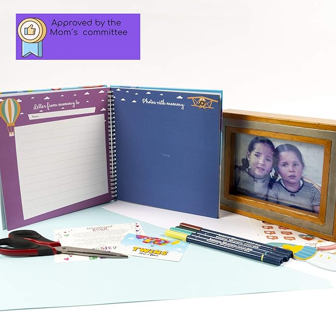 Twins First Year Hardcover Memory Book Bear Edition - Newborn Babies 1st Year Journal and Milestones Photo Album - Perfect and Unique Gift Idea for Baby Showers and Birthday Presents