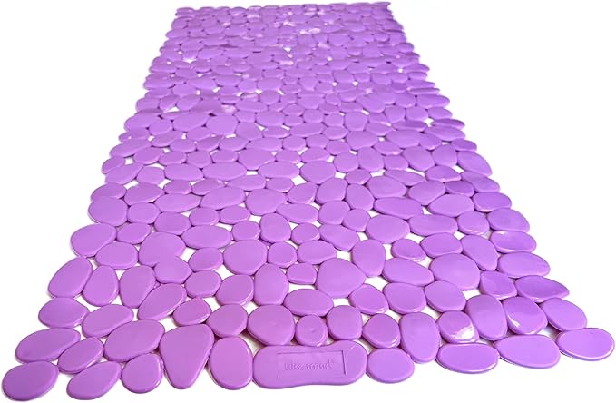 “Pebbles” Non-Slip Bathtub/Shower Mat 27.5”x14” Rectangular, Non-Toxic, Safe, Clean, Machine-Washable, Superior Grip & Drainage, Vinyl, for Smooth Floors ONLY, Opaque Purple