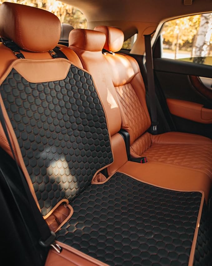 Premium Leather Car Seat Protector for Child Car Seat Cover from Dirt Scratches - Infant Car Seat Protector for Back Seat/Front Booster Seat Protector Under Baby Car Seat Waterproof 1pc Hexy