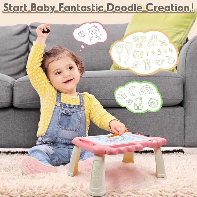 AiTuiTui Magnetic Drawing Board Toddler Toys with Legs for 2 3 Year Old Girls Boys, Sketch Writing Doodle Pad Age 2-4 Travel Games, Educational Learning Kids Toys for Toddlers Birthday (Pink)
