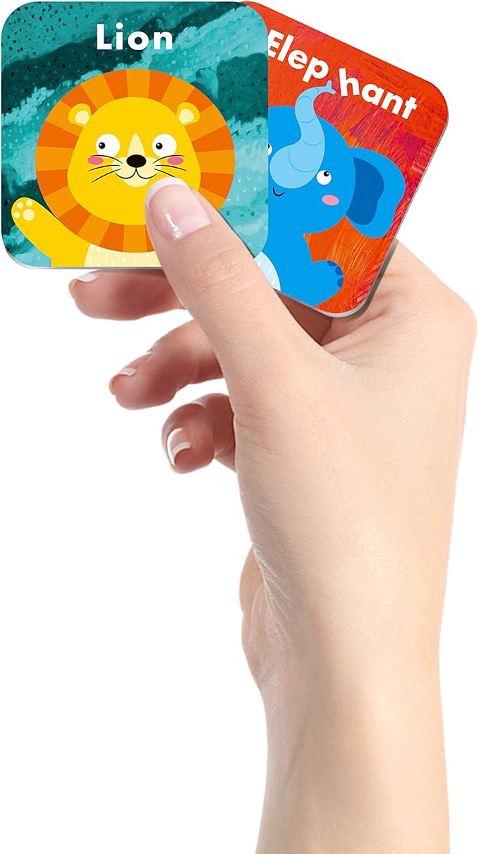 Hebayy 36 Pair Animals Matching Game Cartoon Flash Cards Erasable(72 PCs, Each Measures 2” X 2”)
