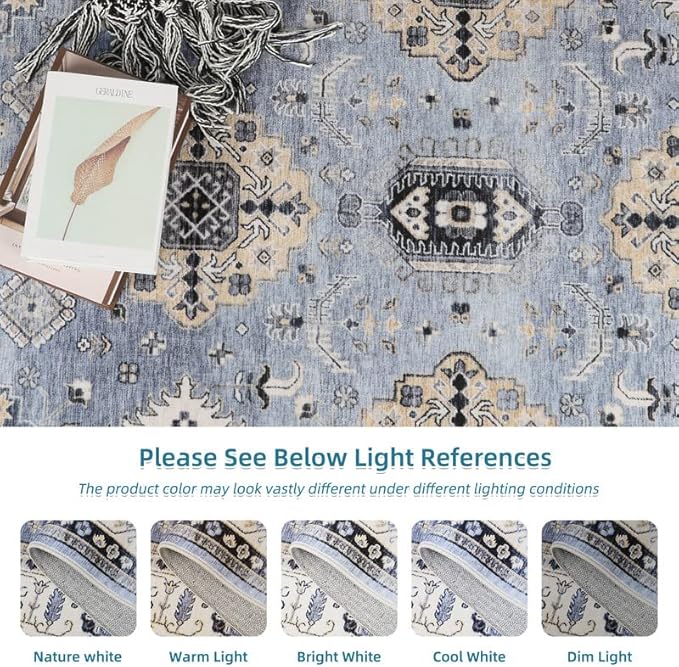 Dripex Vintage Collection Washable Area Rug - 2x3 Door Mat Small Entryway Rug Distressed Non-Slip Low-Pile Floor Carpet for Indoor Front Entrance Kitchen Bathroom Living Room Bedroom