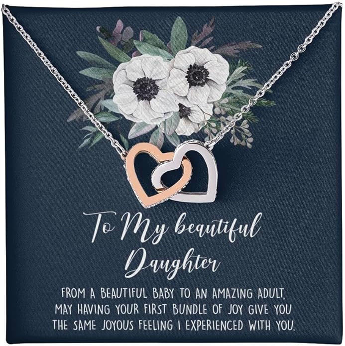 To My Daughter Gift Necklace From Dad or Mom - Badass Daughter Jewelry With Heartfelt Message & Elegant Box