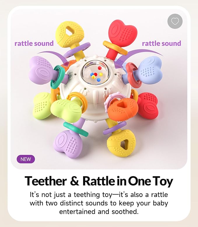 Baby Teething & Rattle Toys – Safe, Multi-Functional BPA-Free Silicone Sensory Learning Toys for Infant 0-12 Months–Teething Relief & Fun Play – Perfect Baby Gift for Boys & Girls