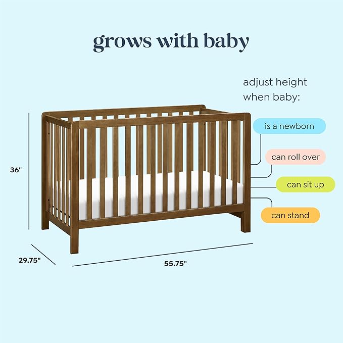 Carter's by DaVinci Colby 4-in-1 Baby Crib Convertible to Toddler Bed, Daybed, Full-Size Bed - Easy Assembly - GREENGUARD Gold Certified, 4 Adjustable Heights, Conversion Kit Sold Separately, Walnut
