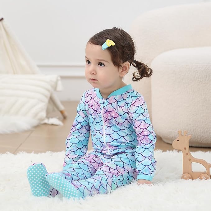 UNIFACO Baby Girls Boys Footed Pajamas One-Piece Sleeper Snug Fit Sleep and Play Zip Front Footie Romper 0-12 Month