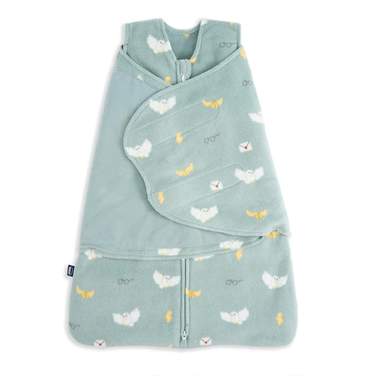 HALO Harry Potter Microfleece Sleepsack Swaddle, 3-Way Adjustable Swaddle Blanket for Newborn and Infants, TOG 3.0 for Cold Climates, Harry Potter Hedwig, Small, 3-6 Months