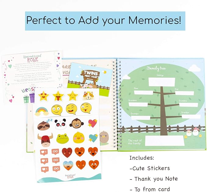 Great Newborn Twins by Unconditional Rosie | A Beautiful Baby Memory Book for Documenting their First Year | Gorgeous and Perfect Baby Twin Gifts - Cows Edition | Twins Baby Items that You'll Love