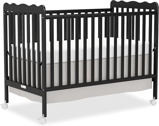 4 in 1 Convertible Baby Crib, Wooden Nursery Cribs Converts into Toddler Bed and Daybed, 3 Adjustable Base, Non-Toxic Finishes, Removable Wheels (Black)