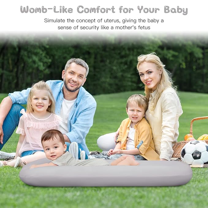 Lucakuins Baby Lounger, Bionic Design Baby Lounger for Newborn 0-24 Months, Soft Organic Cotton Breathable Lounger for Infants (Lovely White)