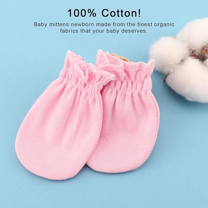 BQUBO 12 Pairs Baby Mittens Newborn Infant Toddler Mittens No Scratch Cotton Elastic Wrist Gloves for Boys Girls 0-6 Months
