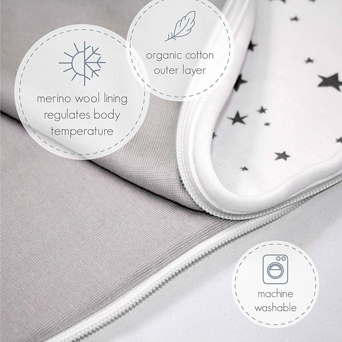Woolino Merino Wool Ultimate Baby Sleep Sack - 4 Season Baby Wearable Blanket - Two-Way Zipper Adjustable Sleeping Bag for Babies and Toddlers - Universal Size (2-24 Months) - Sage
