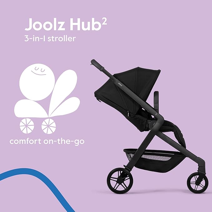 Joolz Hub2 Compact Stroller – Ergonomic Toddler Seat (Below 20lbs), One-Hand Fold, Reversible Seat, XL Basket & Adjustable Handlebar – Smooth Ride for City Travel - Space Black