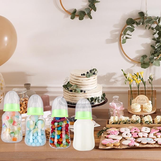 30 Pcs Baby Shower Favors Party Game Mini Baby Bottles Gift Sets for Boy Girl Gender Reveal Birthday Party Supplies Gift (Green)