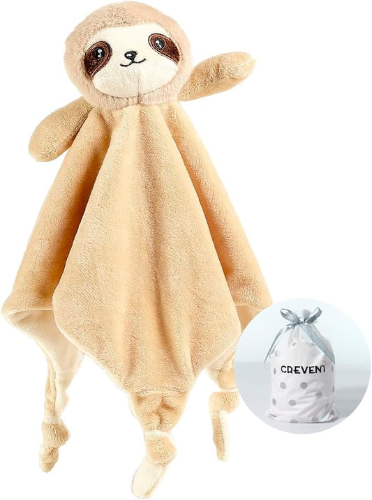 CREVENT Cozy Plush Baby Security Blanket, Loveys for Baby Girls and Boys, Birthday (Sloth)